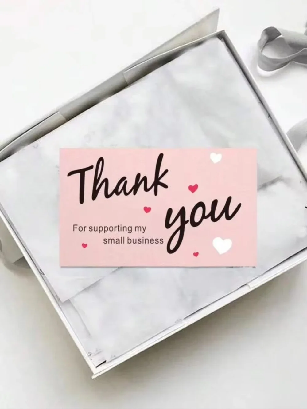 25 Pink Thank You Card For Supporting My Small Business
